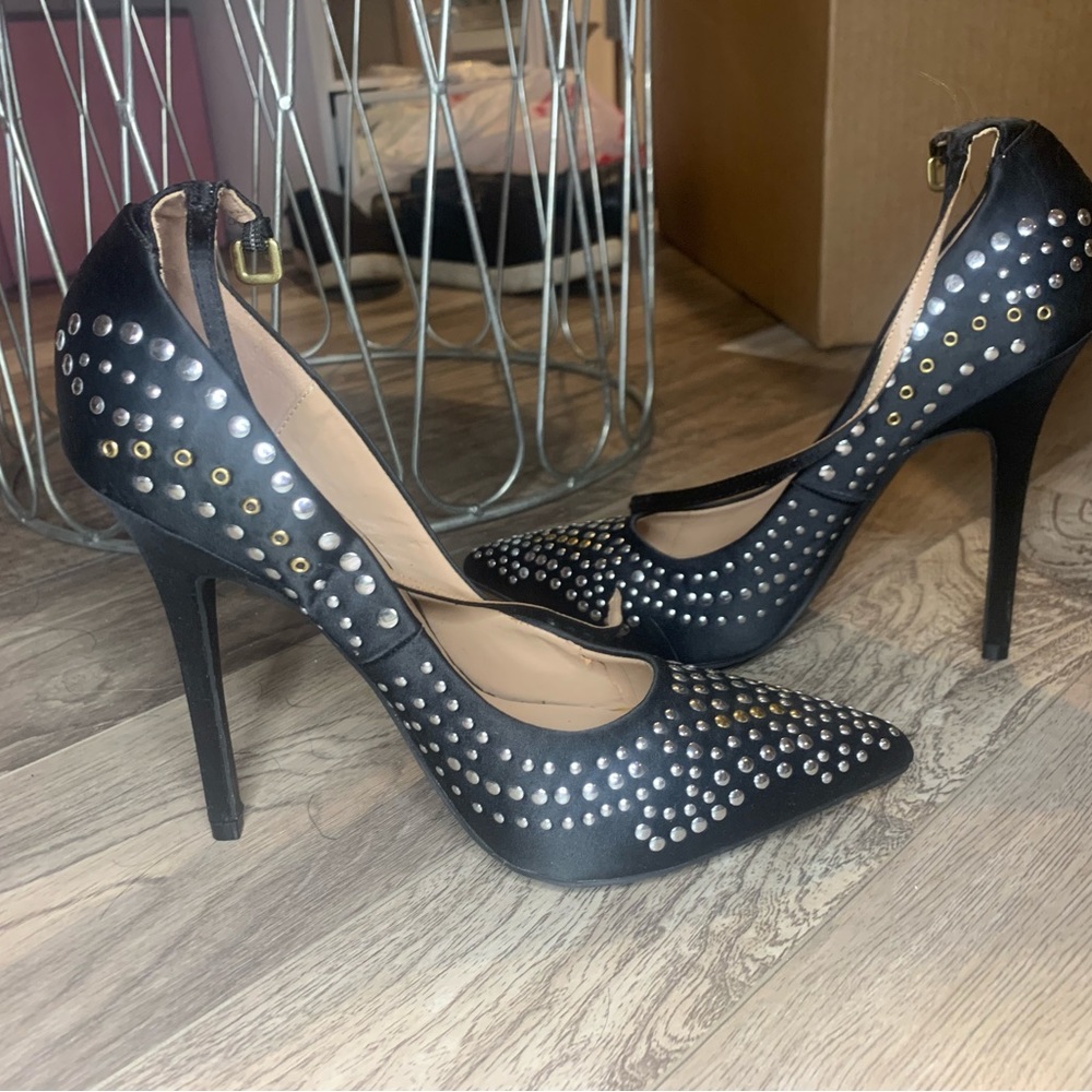 Black studded heels